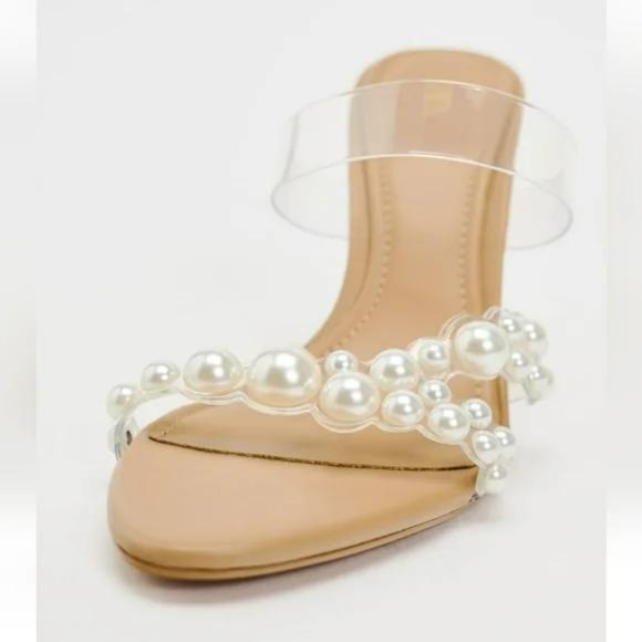 ZARA HEELED VINYL SANDALS WITH FAUX PEARLS - Picture 4 of 6